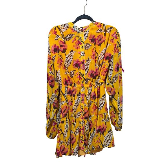 NWT! A.L.C. Jen Long Sleeve Silk Shirtdress Yellow Floral - Picture 4 of 11